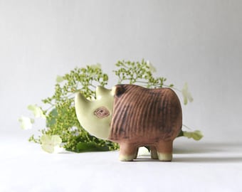 Lisa Larson Rhino, serie Gustavsberg Menageri. Ceramica artistica svedese. Gres MCM
