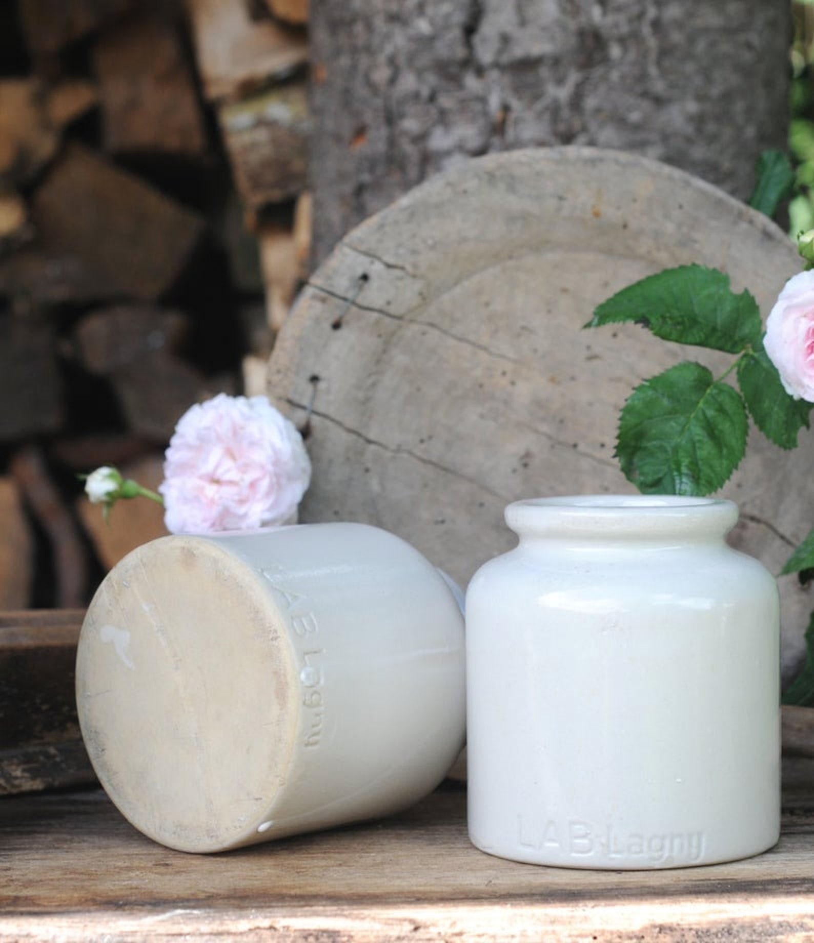 Antique French Mustard Jars. Two White Ironstone. Rustic Etsy