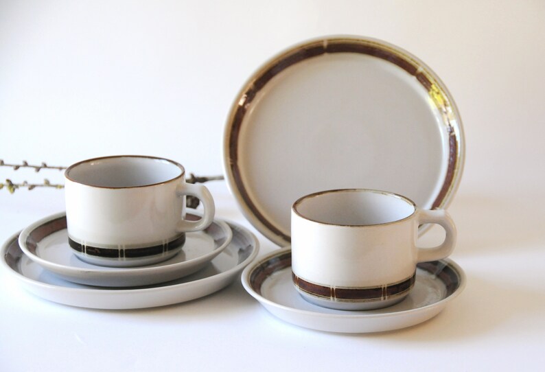 Danish Stoneware Cups Saucers and Plates. Two Sets SELANDIA by Etsy