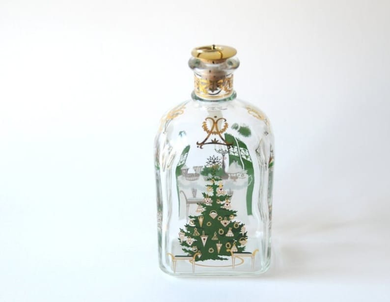 Holmegaard Christmas liquor glass bottle 1996. Design by Michael Bang and Jette Frölich. Scandinavian vintage collectible Christmas Decor image 2