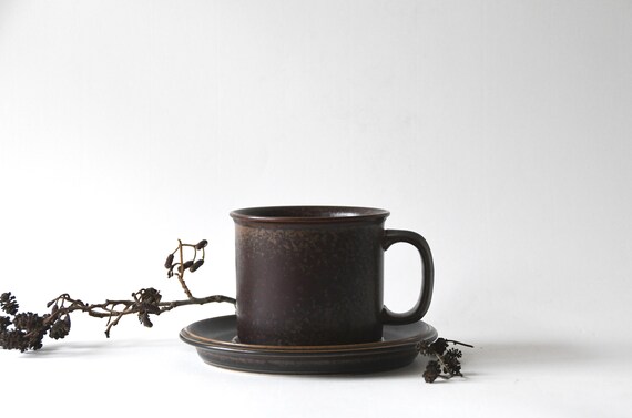 Arabia Finland RUSKA. Large Tea / Cocoa /beer Mug and Saucer by 
