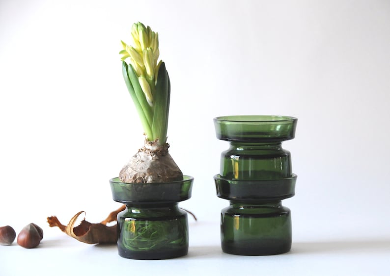 Quistgaard Green Glass Candleholder / Plant Pot