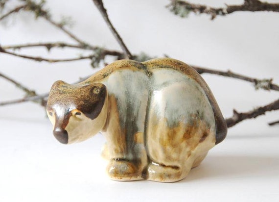 Bornholm Mid Century Modern Danish Pottery Studio Pottery Soholm Bear figurine by Joseph Simon