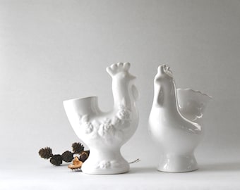 Swedish Easter Rooster and Hen Planter /vase. Easter decor. Scandinavian modern pottery from Guldkroken. 1970s Vintage
