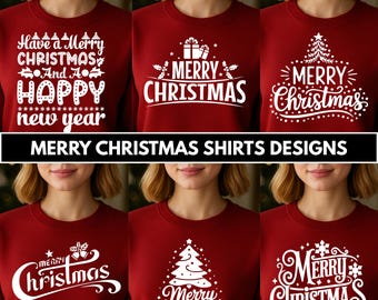 Merry Christmas Text SVG Bundle, Holiday Designs (Digital Download)