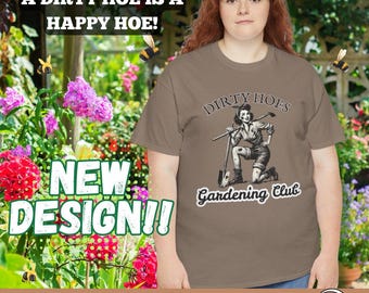 RRP Dirty Hoes Gardening Club Shirt with Pinup Girl, GardenTools, Plant Lover Gift, Humorous Clothing, Gardener