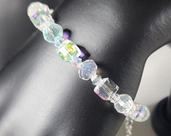Aurora Borealis Crystal Bracelet: Rainbow Shimmer AB Rhinestone Bracelet
