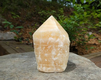 Rough Zebra Jasper Crystal with Polished Point Large Free-Standing Zebra Jasper Tower Brown Zebra Jasper Point
