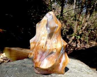 Polychrome Jasper Flame, Desert Jasper Carving (126mm)