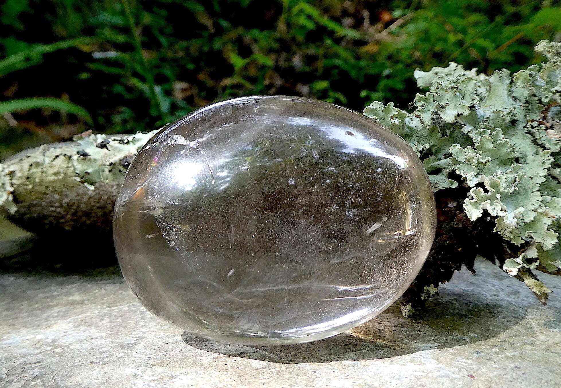 Large Smoky Quartz Palm Stone with Rainbow Inclusion, Polished Smoky Quartz Pocket Stone, Natural Smoky Quartz