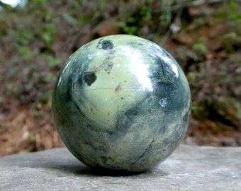 Polished Serpentine Sphere 59mm, Peru Origin, Meditation Crystal Ball