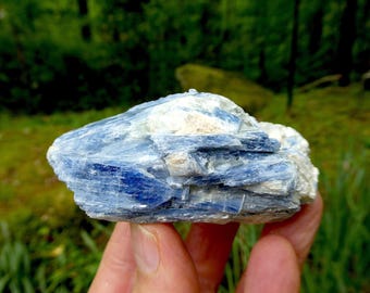 Blue Kyanite in Matrix: Raw Mineral Specimen, Crystal Cluster