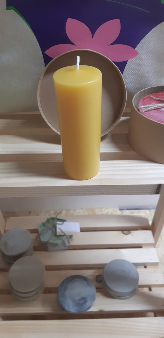 beeswax pillar candle hand poured