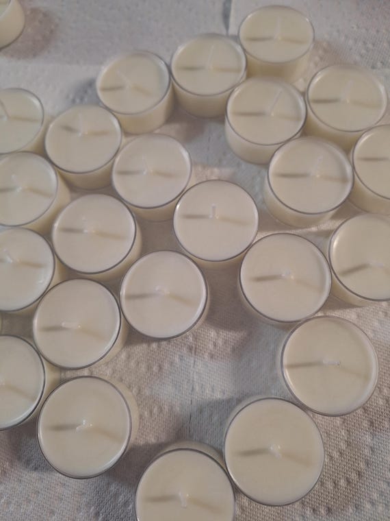 white hand poured soy wax tealights
