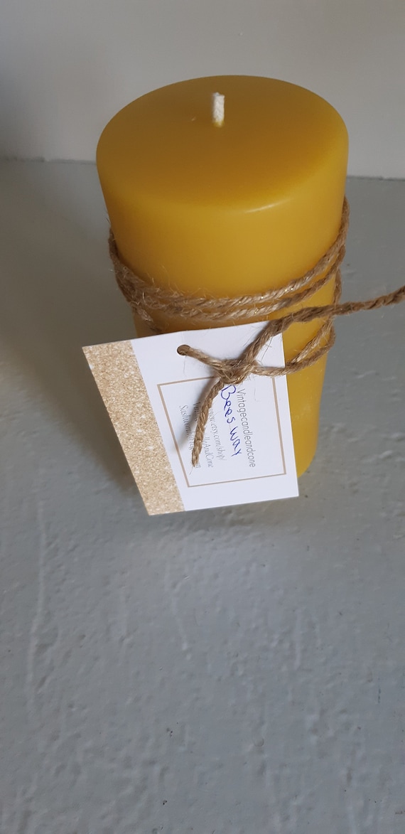 beeswax pillar candle hand poured