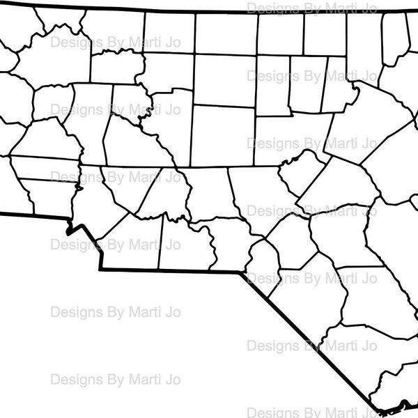 Printable North Carolina Map | Printable NC County Map | Digital Download PDF | MAP33