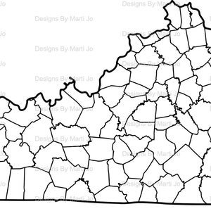 Mappa stampabile del Kentucky / Mappa stampabile della contea di KY / Download digitale PDF / MAP12