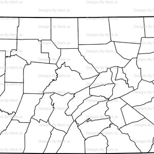 Mappa stampabile della Pennsylvania / Mappa stampabile della contea di PA / Download digitale PDF / MAP10