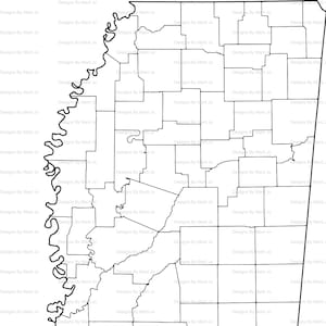 Carte imprimable du Mississippi | Carte imprimable du comté de MS | Téléchargement numérique PDF | CARTE19