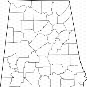 Mappa stampabile dell'Alabama / Mappa stampabile della contea di AL / Download digitale PDF / MAP18