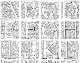 Antique Victorian Alphabet Digital Letters | Ornate Alphabet | Ornamental Alphabet | Instant Download | Commercial Use OK | VC47