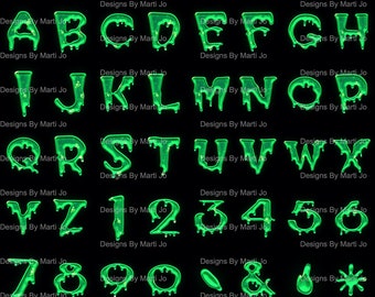 Green Slime Letters | Printable Slimy Letters | Digital Download Clipart | Halloween Slime Alphabet | DL45