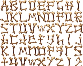Bone Letters Digital Clipart | Printable Bone Alphabet | Instant Download Clipart | Bone Shaped Letter PNG | DL46