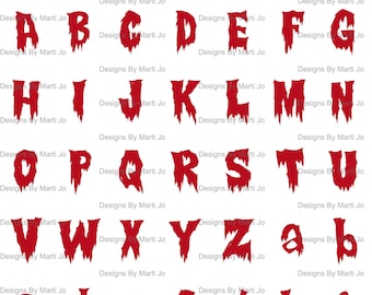 Dripping Blood Halloween Alphabet | Printable Bloody Letters | Bloody Alphabet Letters | Bloody Letters PNG | DL35
