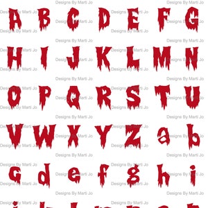 Goteando sangre Alfabeto de Halloween / Letras sangrientas imprimibles / Letras del alfabeto sangriento / Letras sangrientas PNG / DL35