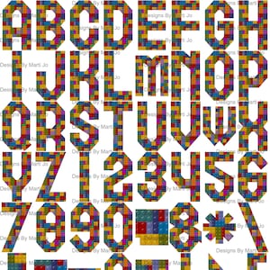 Large Toy Plastic Bricks Alphabet Letters Digital Clipart | Printable Plastic Blocks Alphabet, Numbers, Symbols | Instant Download | DL106