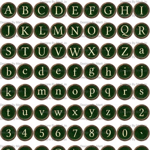 Teclas de máquina de escribir vintage en oro y verde / Letras de joyería con tapas de botellas imprimibles / Descarga digital de diario basura / DL80