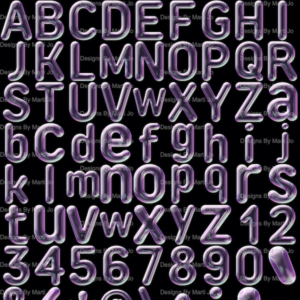 Bubble Letters PNG Digital Clipart | Printable Soap Bubble Alphabet, Numbers, Symbols | Instant Download Clipart | DL85