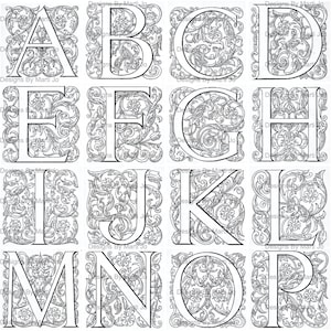 Antikes Viktorianisches Alphabet Digitale Buchstaben | verziertes Alphabet | Ornamentales Alphabet | Sofortdownload | Gewerblicher Gebrauch OK | VC47