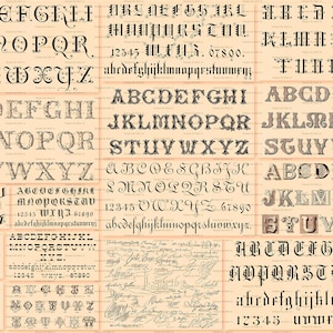 Letras del alfabeto victoriano digital elegantes para imprimir / PNG transparente / Conjuntos de letras ornamentadas vintage / Descarga instantánea / VC80