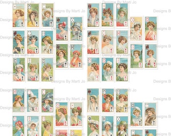 Vintage Women Playing Cards Clipart | Printable Vintage Card Deck | Instant Download | VC74