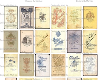 120 Vintage Printable Cabinet Cards On 4 JPGs And PDFs - 30 Per Page Vintage Victorian Junk Journal Ephemera Instant Digital Download | MIN9