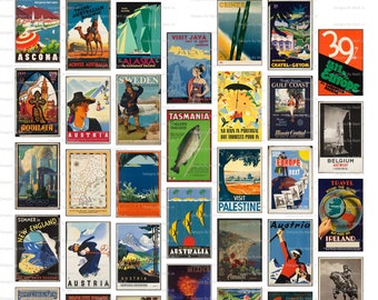 Printable Miniature Vintage Travel Posters Super Bundle | 200 Printable Vintage Travel Posters On 5 JPG Pages | Instant Download | MIN1
