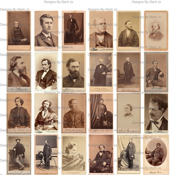 120 Tarjetas de gabinete vintage / 4 JPG/PDF - 30 por página / Carte De Visite Junk Journal Ephemera / BONUS: Versiones coloreadas / MIN14