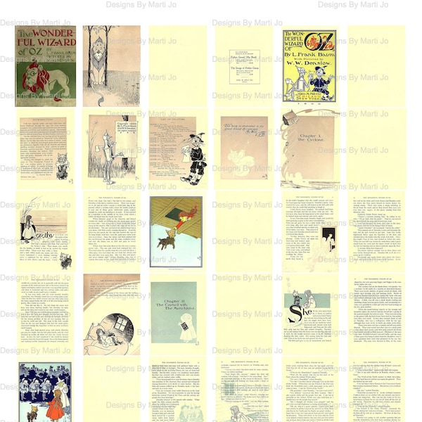 Printable Miniature Wizard of Oz Book | 8.5 x 11 JPG And PDF 36 "Pages" Per Sheet  Approx. 1.1 x  1.6 Inch Page Size Instant Download | MIN2