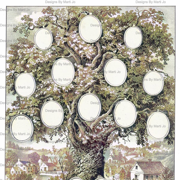 Vintage Family Tree Template | Antique Family Record Poster | Genealogy Forms | Instant Download JPG And PDF | FT13