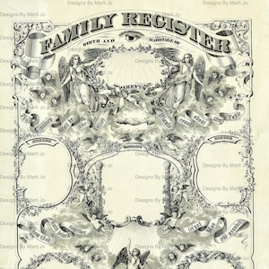 Antique Family Register | Vintage Family Record Template | Genealogy Record | Instant Download JPG And PDF | FT4
