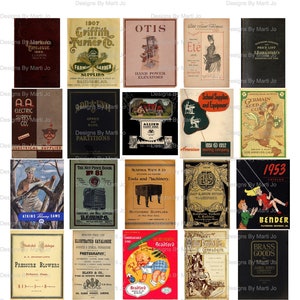 Vintage Catalog Covers | 100 Old Trade Catalog Covers On Four 8.5 x 11 inch JPG And PDF Sheets | Instant Download | MIN15