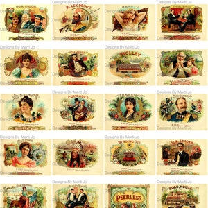 Vintage Cigar Box Labels | 89 Digital Vintage Labels | Individual JPG Files With Bonus JPG And PDF Collage Sheets | Instant Download | VL1