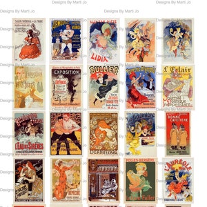 Vintage Franse posters | 100 miniatuur Franse kunstposters op vier 8,5 x 11 inch JPG/PDF-bladen | Direct downloaden | MIN 18