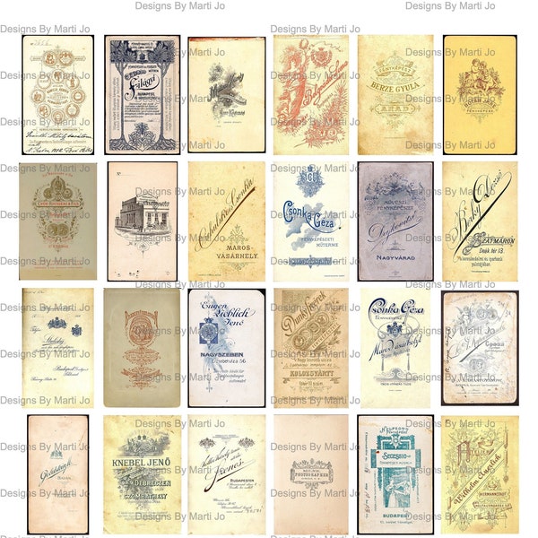 120 Vintage Printable Cabinet Cards On 4 JPGs And PDFs - 30 Per Page Vintage Victorian Junk Journal Ephemera Instant Digital Download | MIN9