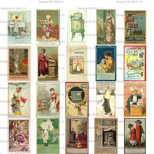 100 cartes à collectionner anciennes | Cartes anciennes imprimables sur 4 fichiers JPG 8,5 x 11 | Téléchargement numérique instantané | JJ93