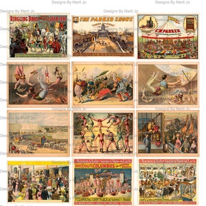 Affiches de cirque vintage miniatures imprimables | 60 affiches Canival imprimables sur 4 fichiers JPG et PDF | Téléchargement instantané | MIN17