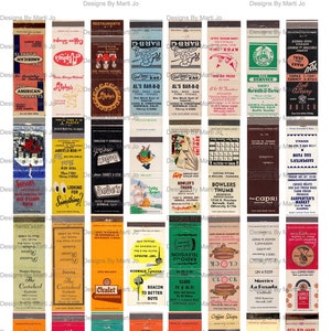 Vintage Streichholz Buchumschläge | 128 Antique Match Book Covers Auf Vier 8,5 x 11 JPGs und PDFs (8x4) | Digitaler Download | GL66