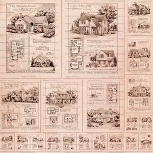 Vintage huisplan tekeningen PNG-overlays | 20 collagepagina's voor vintage huisontwerp | Vintage huisplanfoto's | PNG46