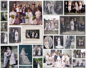 Vintage Wedding Photos | Colorized Antique Wedding Pictures | 29 Printable Vintage Marriage JPG Files | Includes Black And White JPGs | VP13